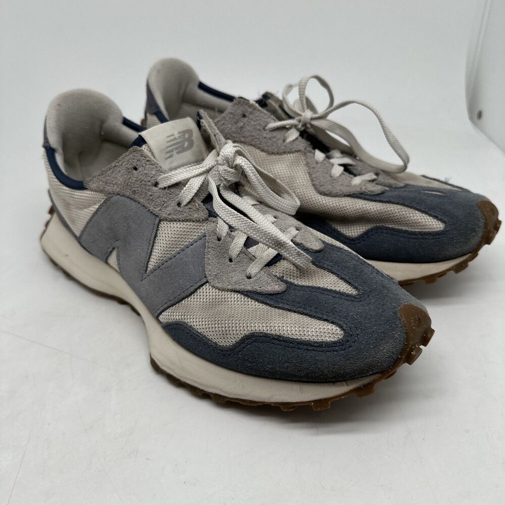 New Balance 327 Navy Blue Beige Suede Retro Low Running Shoes Sneakers Men Sz 10 - Picture 8 of 16